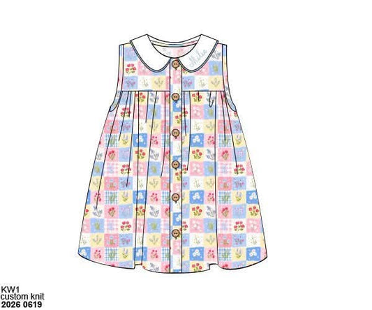 Pre Order 147: Girly Patchwork- Girls Knit Dress