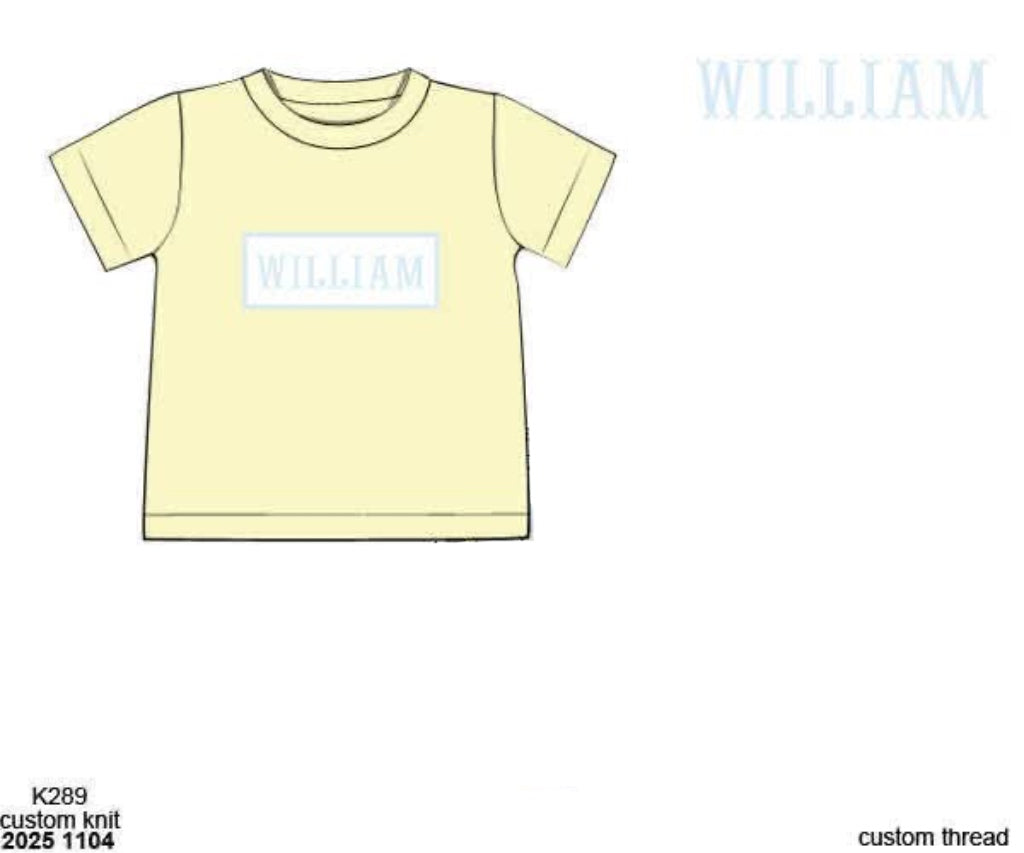 Pre Order 146: Name Smocks- Boys Pale Yellow Knit Shirt