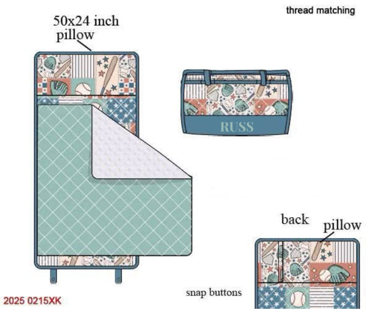 RTS: Baseball Patchwork Luggage- Nap Mat “RUSS”