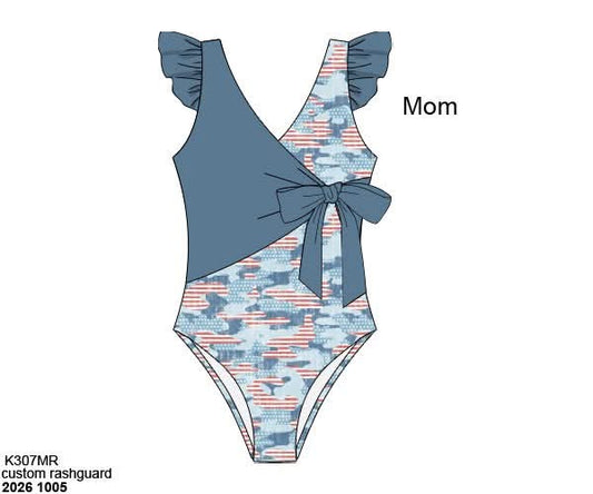 Camo Craze Flash Presale: Swim- Mom 1pc Merica Swimsuit
