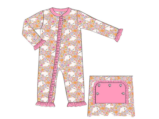 RTS: Halloween Lounge- Girls Floral Ghost 1pc Lounge