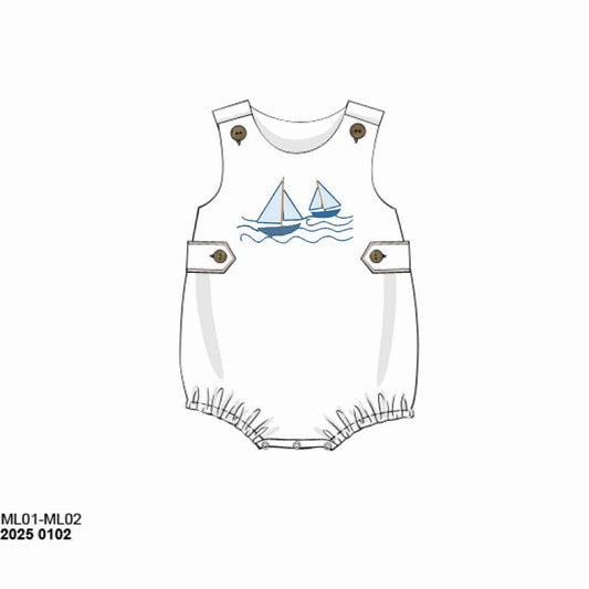 Pre Order 136: Driftwood- Boys Muslin Applique Bubble