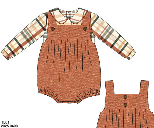 RTS: Briar Floral & Plaid- Boys 2pc Linen Bubble
