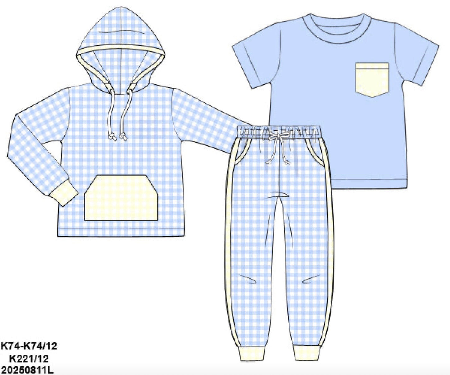 RTS: 3pc Knit Sets- Boys Blue Gingham