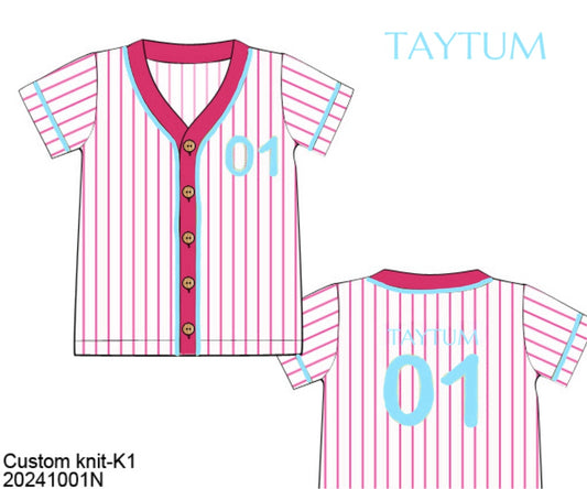 RTS: Drip Jersey- Unisex Pink Stripe Jersey 24M  “TAYTUM”