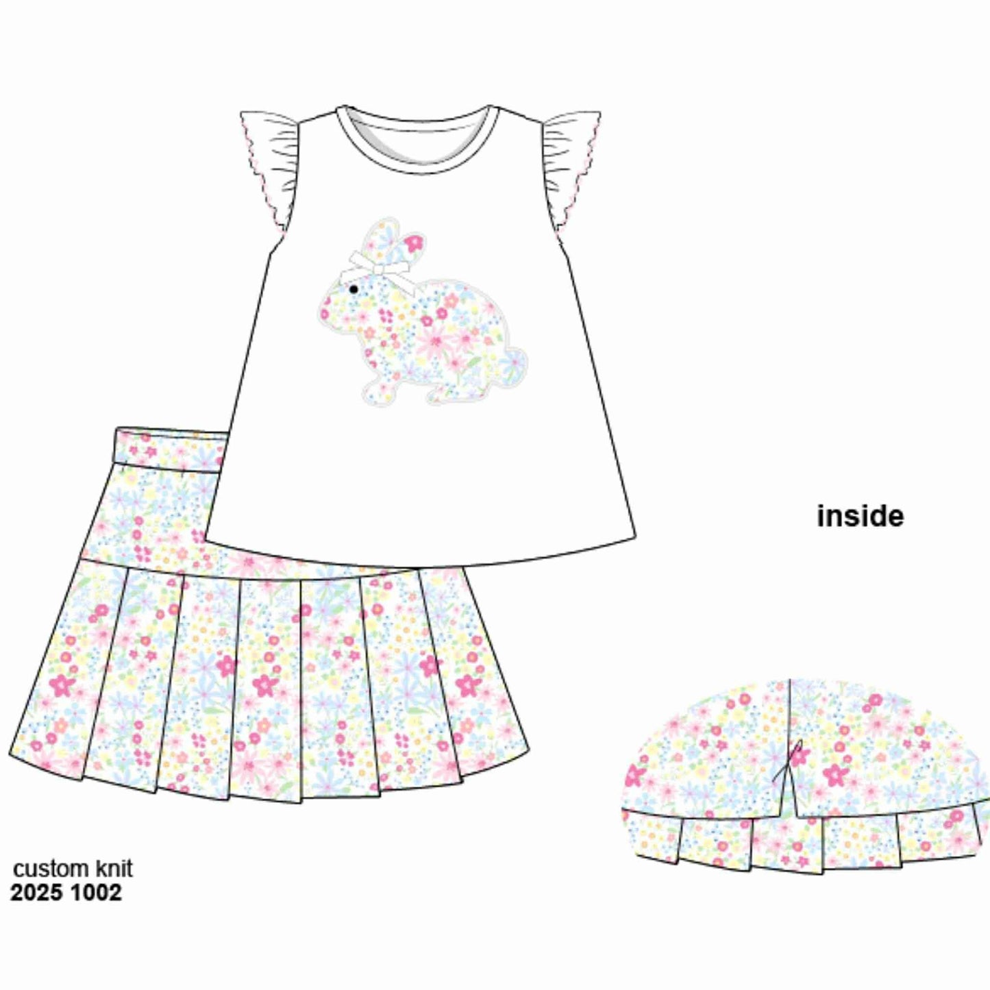 RTS: Jane Floral- Girls Knit Skort Set