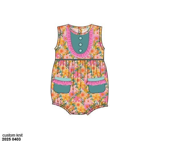 RTS: Poppy Floral & Plaid- Girls Knit Bubble