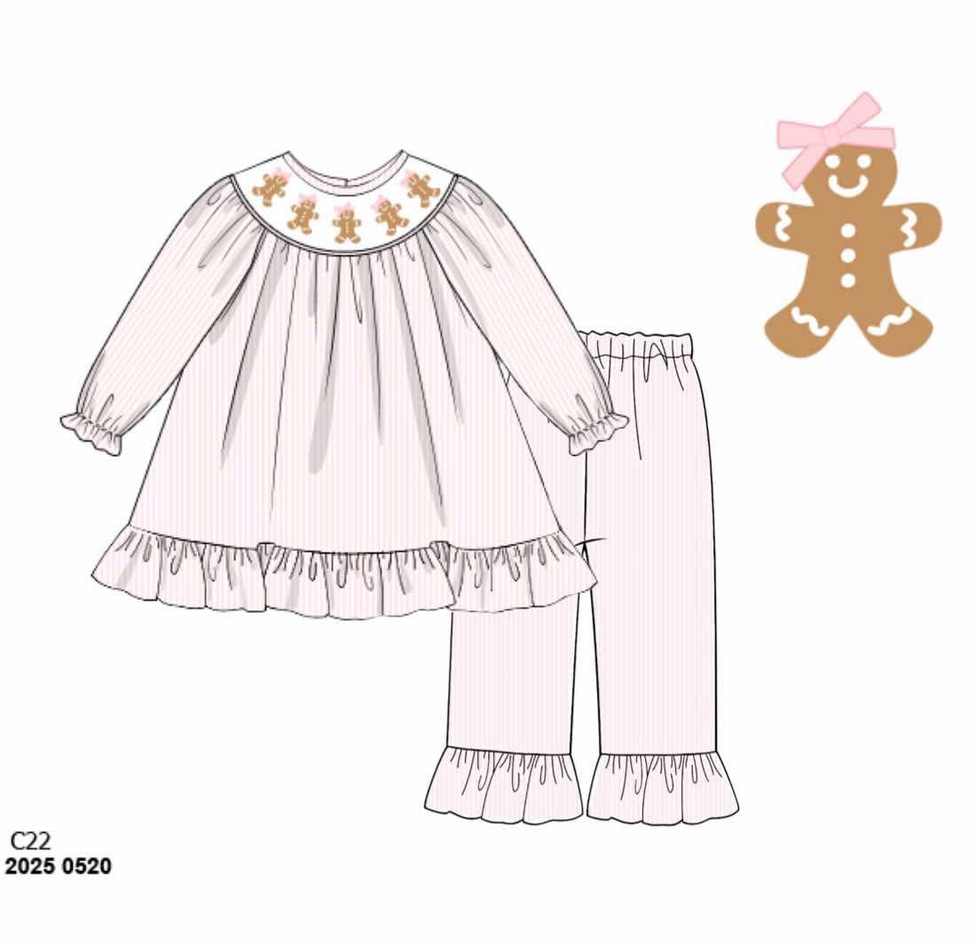 RTS: Gingerbread Lane- Girls Smocked Pant Set