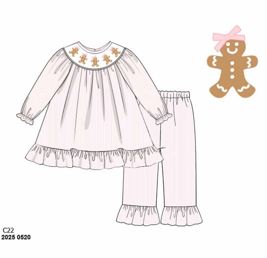 RTS: Gingerbread Lane- Girls Smocked Pant Set