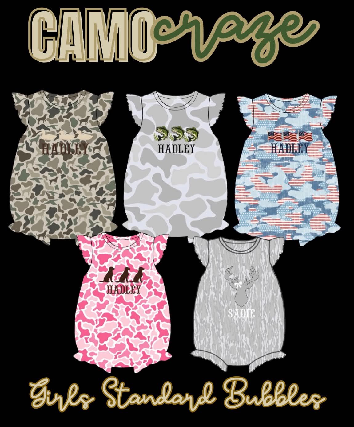 Camo Craze Flash Presale: Girls Flutter Sleeve Bubbles- Birch