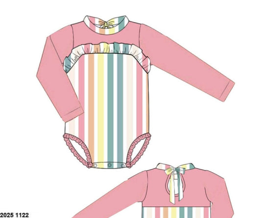 Pre Order 138: Jubilee Stripes- Girls 1pc Rash Guard Swim