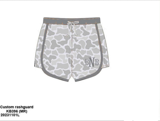 Camo Craze Flash Presale: Swim- Dad/Mini Woven Gray Shorties