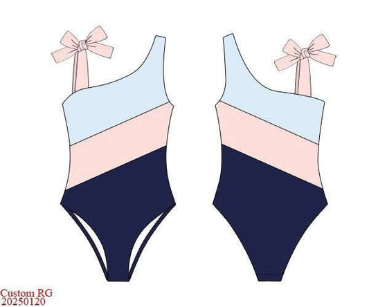 RTS: Navy Swim- Mom/Mini Blue 1pc Rash Guard Swim