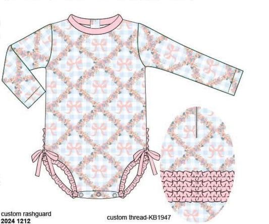 RTS: Bradford Bows- Girls 1pc Long Sleeve Rash Guard Swim