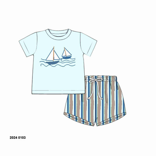 Pre Order 136: Driftwood- Boys Woven Shortie Set
