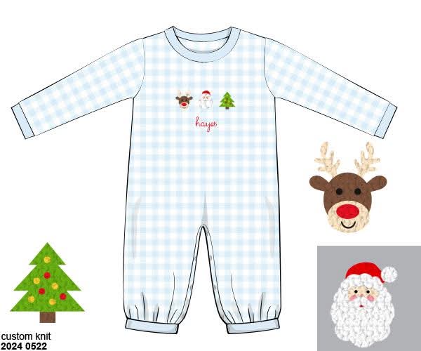 RTS: Festive French Knot- Boys Knit Romper (No Monogram)