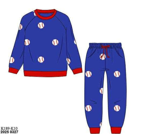 RTS: Knit Jogger- Boys Embriodered Baseball Jogger Set