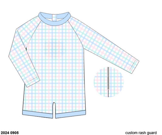 RTS: Prescott Plaid & Petals- Boys 1pc Rash Guard Swim