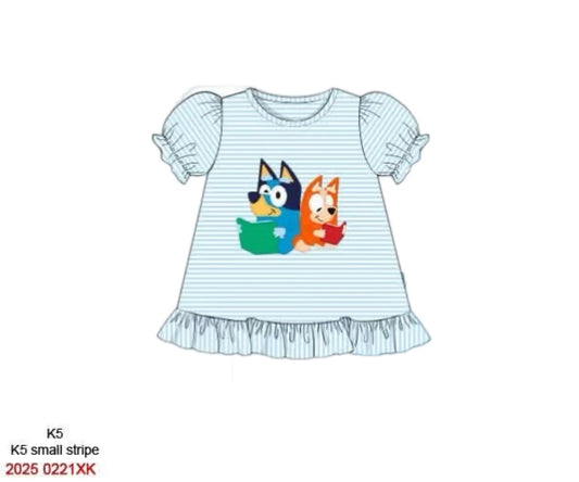 Pre Order 139: BTS Shirt Only- Girls Blue Heeler Appliqué Knit Shirt