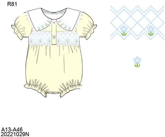 Pre Order 149: Bonnie Kate's Petals- Girls Geometric Smock Bubble