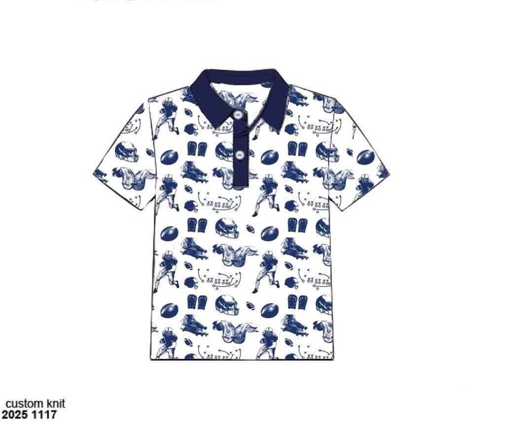 Pre Order 146: Sports- Dad/Mini Football Figures Knit Polo