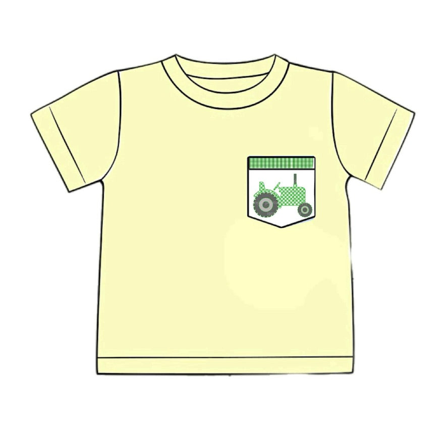 RTS: Boys Mix & Match- Tractor Pocket Knit Shirt