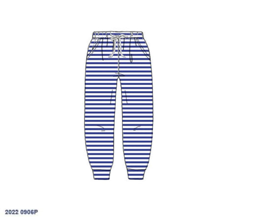 RTS: Boys Knit Joggers- Royal Blue Stripe