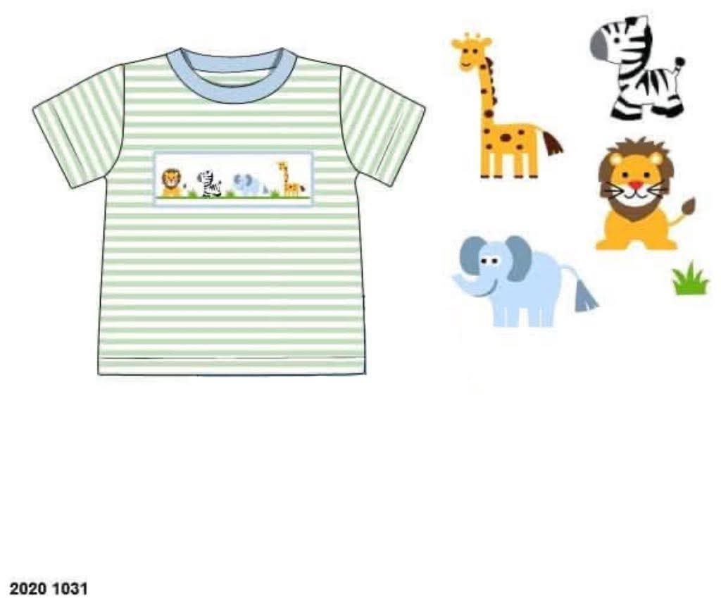 Pre Order 146: Boys Only- Smocked Zoo Knit Shirt