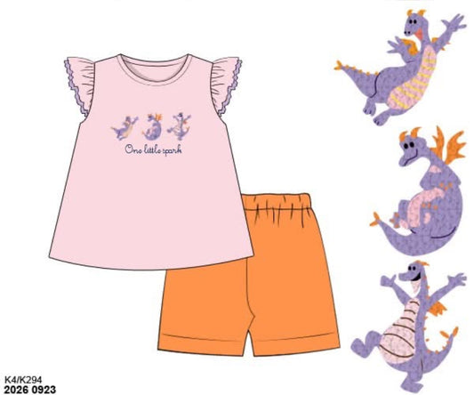 Pre Order 151: Spark- Girls French Knot  Biker Short Set