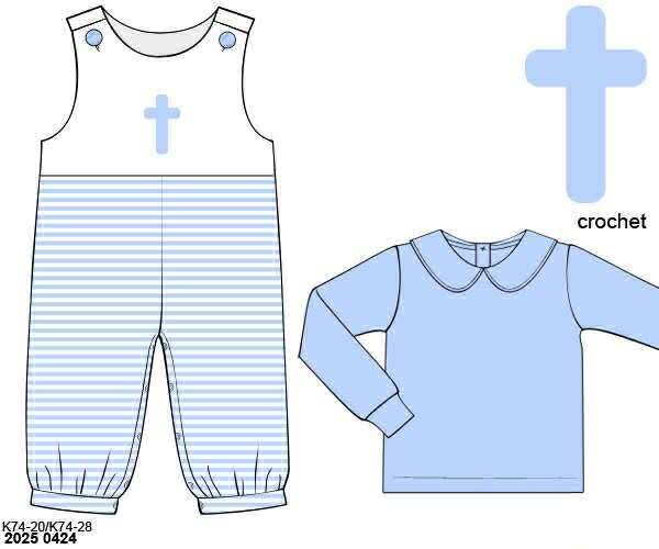 RTS: Crochet Crosses- Boys Knit 2pc Longall