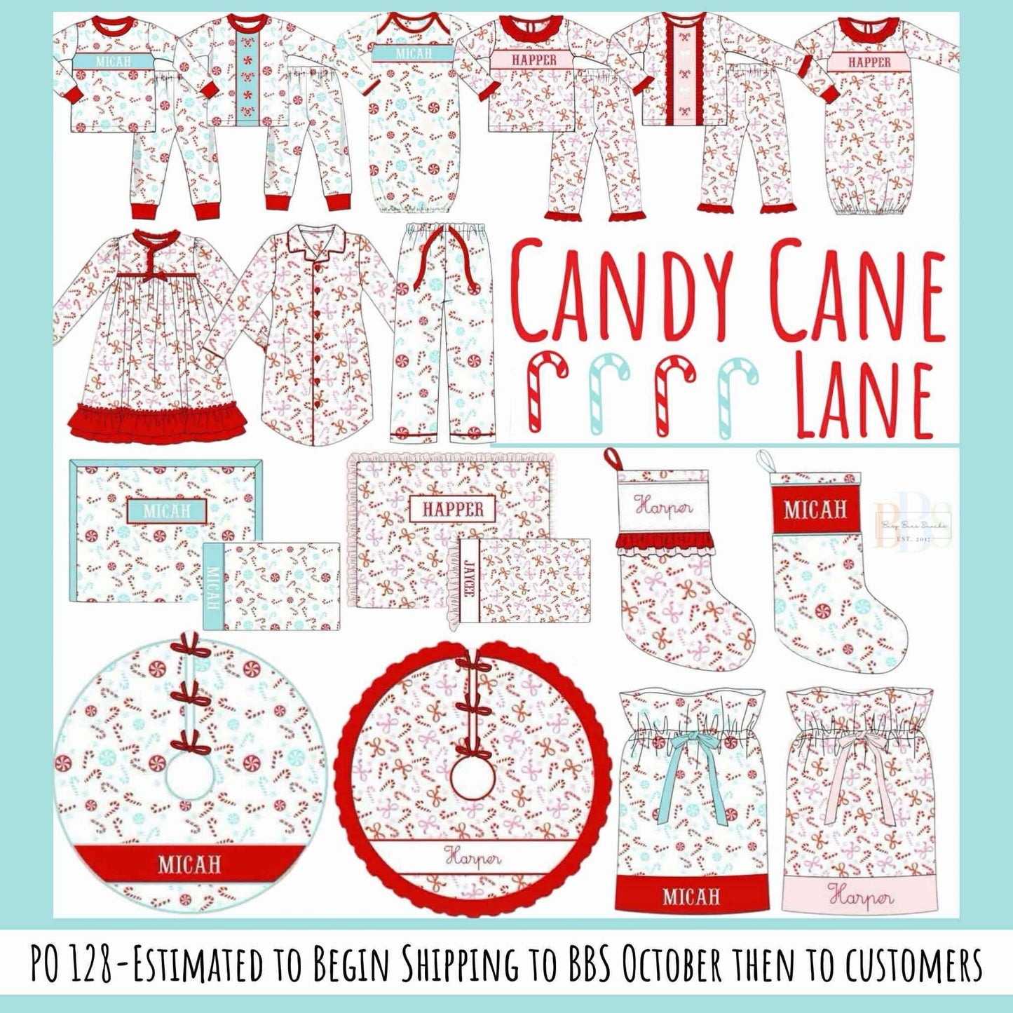 RTS: Candy Cane Lane- Boys Embroidered 2pc Knit Lounge Set