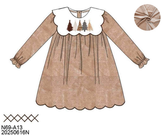 RTS: Velvet Trees- Girls Embroidered Dress