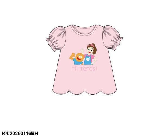 Pre Order 139: BTS Shirt Only- Girls Hi Friends! Appliqué Knit Shirt