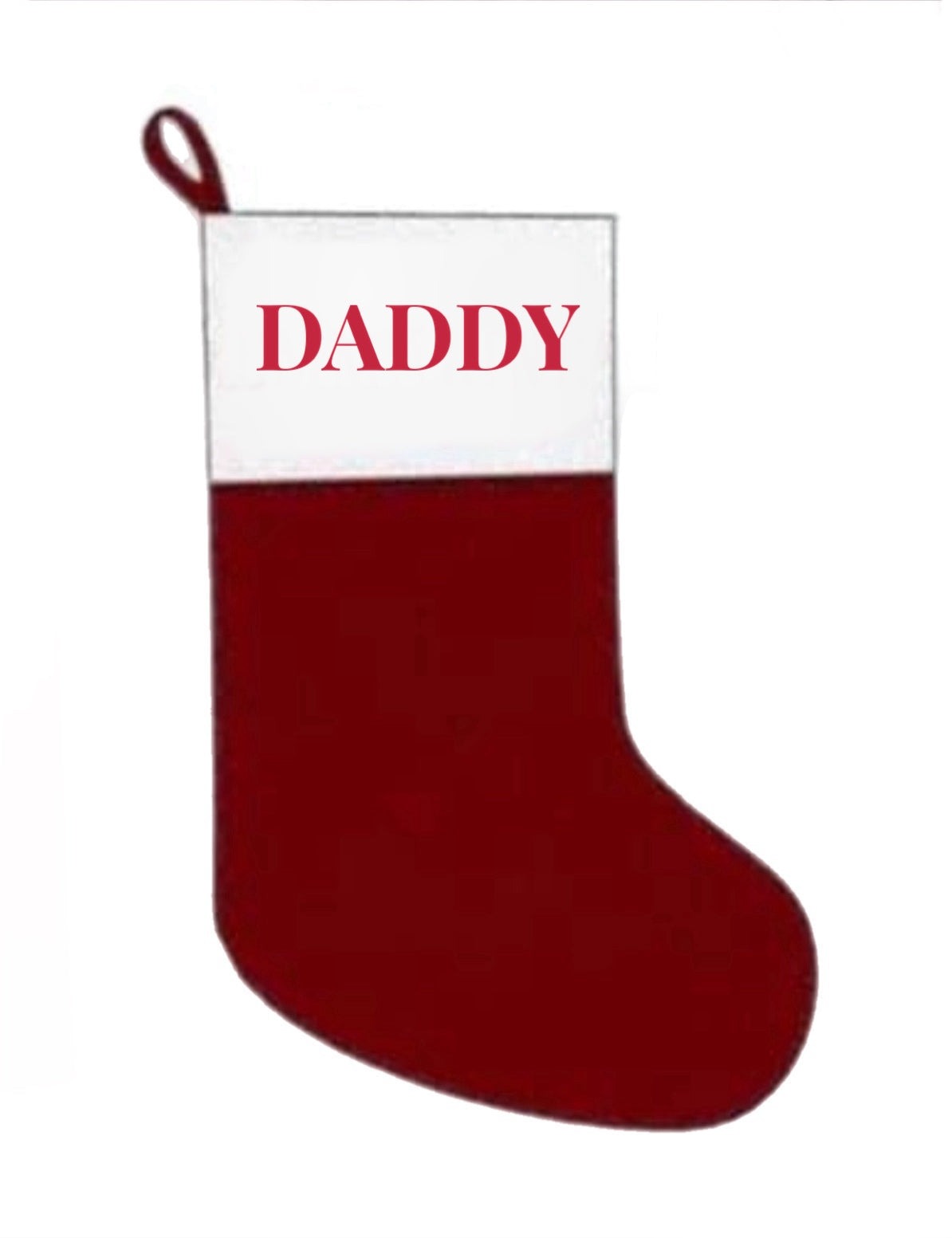RTS: Red Velvet-Boys French Knot Stocking "Daddy"