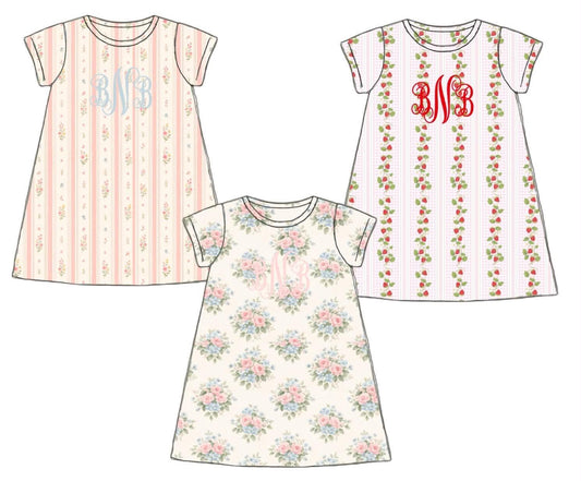 Special Pricing 2.0: 3pc Knit Pack- Mom/Mini Dainty Stripe, Kay Kay Floral, & Strawberry Vine Dresses