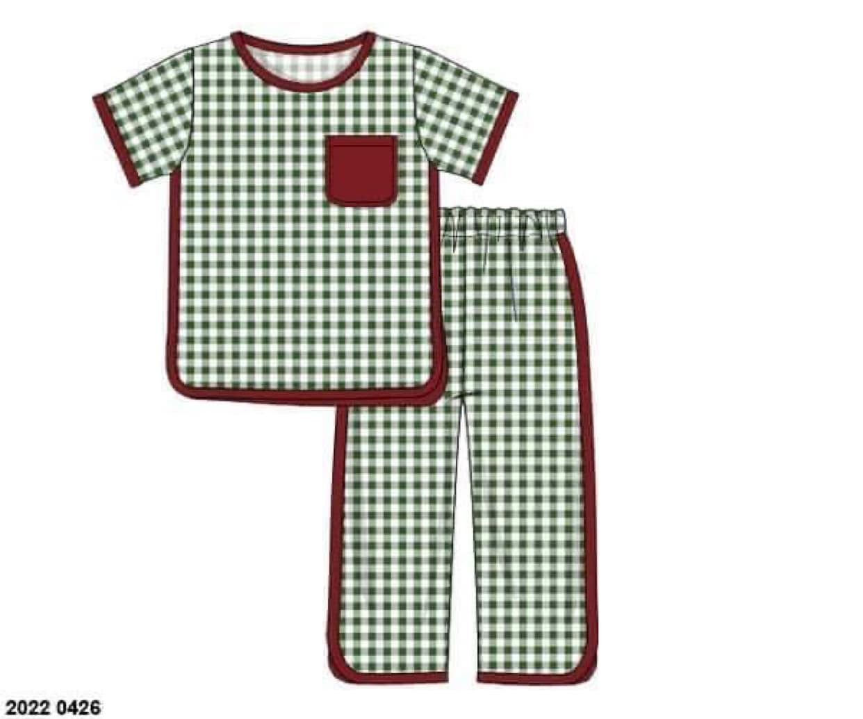 RTS: Family Lounge- Green Gingham Mom/Mini 2pc lounge set