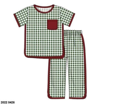 RTS: Family Lounge- Green Gingham Mom/Mini 2pc lounge set