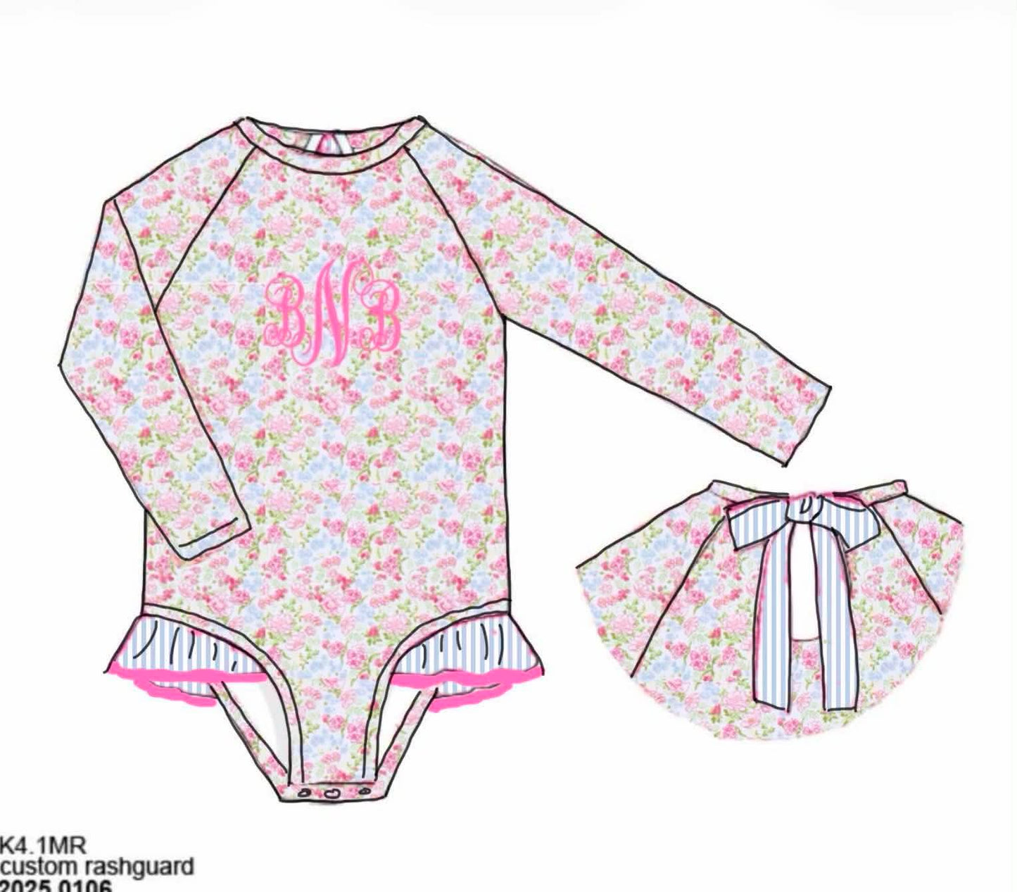 Pre Order 148: Aster & Lane- Girls 1pc Rashguard Swim