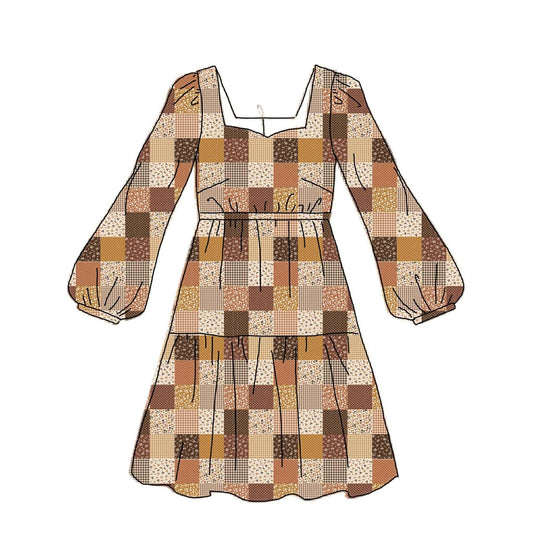 Pre Order 140: Becca's Patchwork- Mom Woven Midi Dress