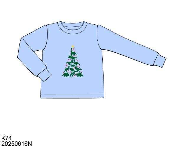 RTS: Christmas Shirt Only- Boys Dinosaur Tree Shirt