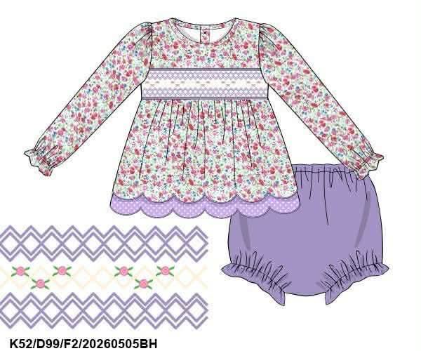 Pre Order 145: Girls Only- Purple Geo Bloomer Set