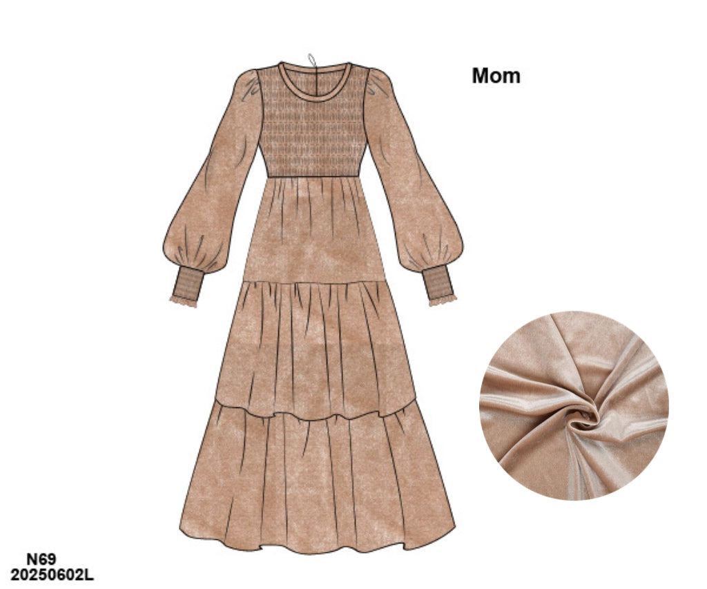 RTS: Velvet Trees- Mom/Mini Maxi Dress