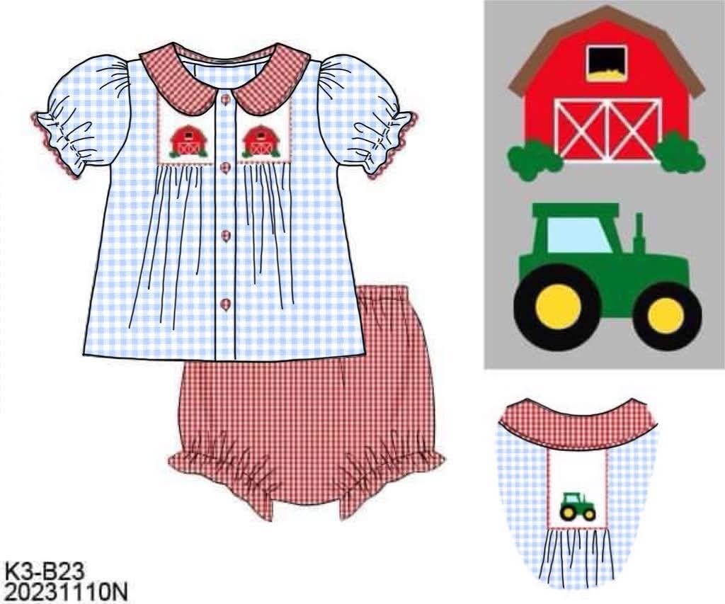 Throwback Pre Order: Down On The Farm- Girls Woven Bloomer Set