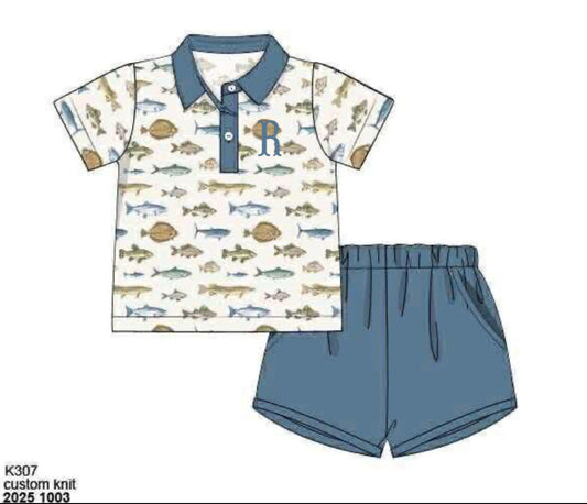 RTS: Boys Only- Fish Shortie Set "R"
