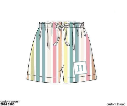 RTS: Jubilee Stripes- Boys Woven Traditional Swim Trunks “H”