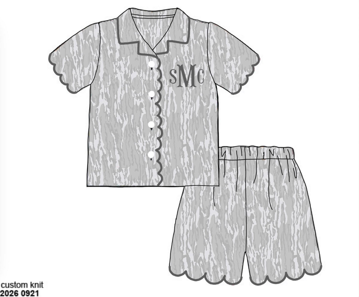 Camo Craze Flash Presale: Lounge- Mom/Mini Birch Satin Button Up Lounge Set
