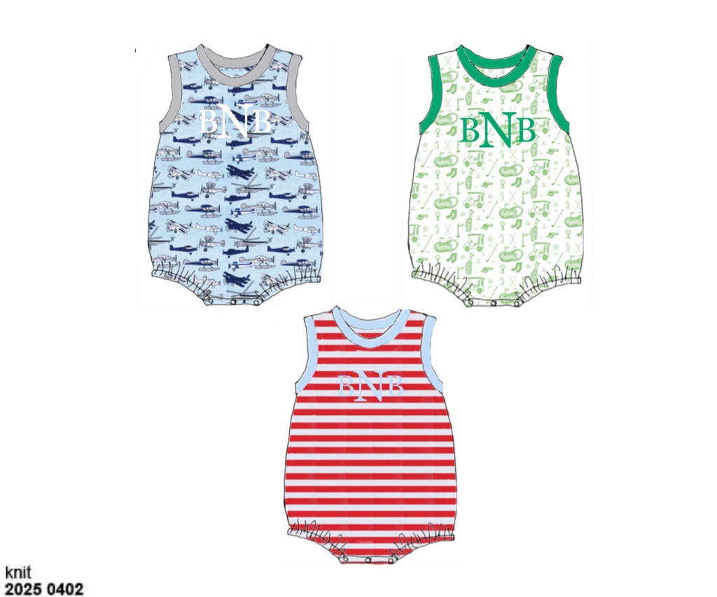 Pre Order 136: 3pc Bubble Pack- Boys Airplane, Golf, and Red Stripe