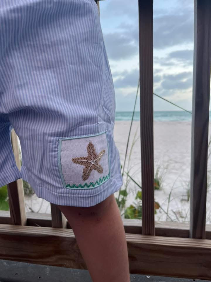 RTS: Sellers Starfish- Boys Woven Smocked Swim Shorts