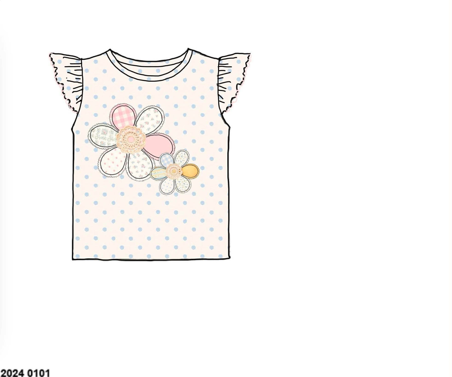 Honey 3: Homestead- Flowers: Girls Knit Applique Shirt