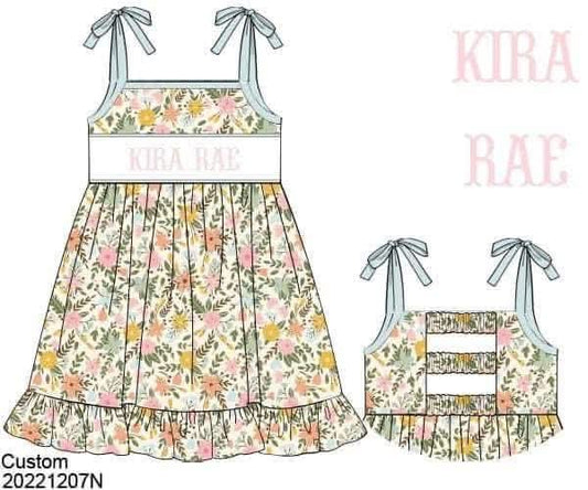 Pre Order 149: Everyday Name Smocks- Girls Kira Rae Knit Dress